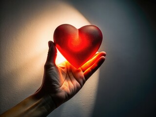 Fototapeta premium Heart Hand Silhouette Low Light Photo, Minimalist Hand Heart Art