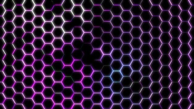 animation vid&eacute;o graphique avec des jeux de lumi&egrave;res sur des alv&eacute;oles changement de couleurs agr&eacute;able &agrave; voir qui s'intensifient et se compl&egrave;tent au fil de la vid&eacute;o, deux sources principales de lumi&egrave;res