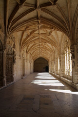 Lower Cloister of the Jeronimos Monastery, Lisbon, Portugal.