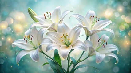 Long Exposure Watercolor White Lilies - Elegant Floral Art