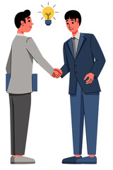Illustration of Two Businessmen Shaking Hands
