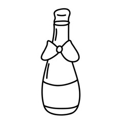 bottle of champagne wine outline icon symbol drink beverage transparent ribbon party celebrate
