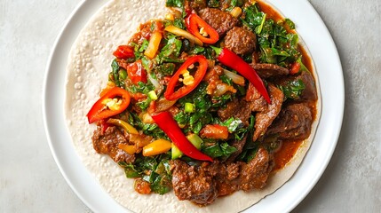 Fototapeta premium Firfir: Ethiopia’s Spicy Breakfast Dish
