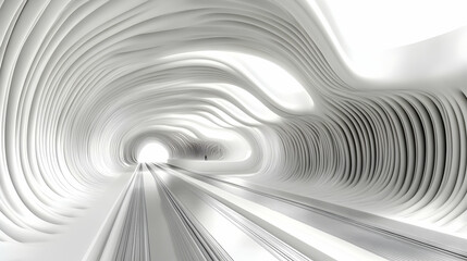 Naklejka premium Abstract white tunnel with glowing end, futuristic architecture.