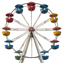 Colorful ferris wheel against transparent background amusement park funfair attraction outdoor entertainment side view