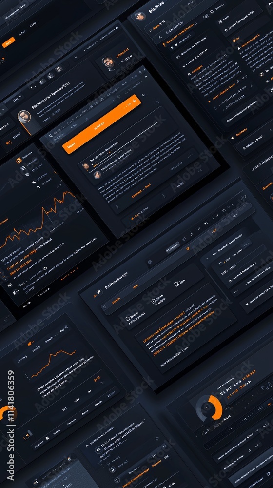Poster a professional design for profile customization within an application, dynamic layouts with vibrant 
