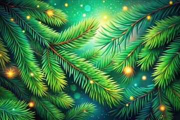 Vector illustrations of fir-tree branches capture the essence of nature, showcasing lush greenery and texture, perfect for festive themes and artistic holiday expression.