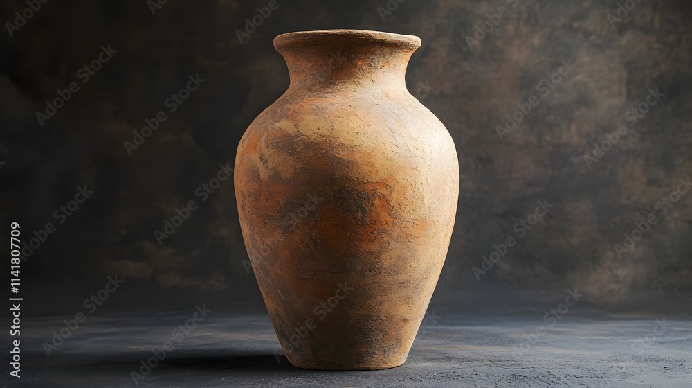 Wall mural Beautifully sculpted traditional clay vase with natural textures, representing the elegance of ancient pottery