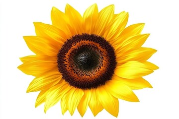 Naklejka premium Vibrant Yellow Sunflower Bloom Against Clean White Background