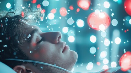 A nurse comforting a patient in a hospital bed, offering a reassuring touch and words of encouragement during a difficult time.
