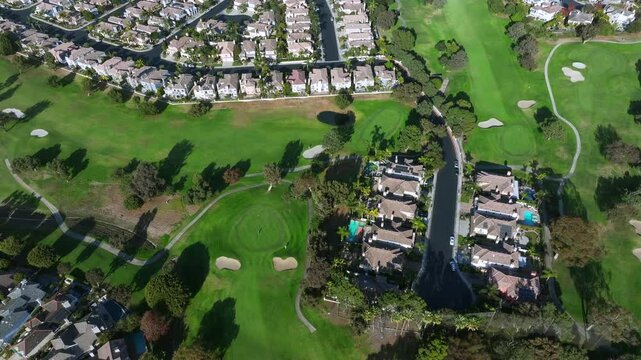 Aerial View of Golf Course and Residential Area in Huntington Beach	