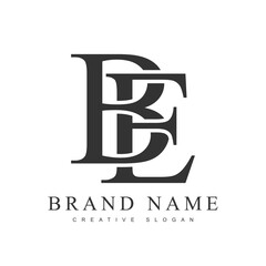 BE trendy logotype template. Initial letter b and e classic font style. Creative logo for company name or identity.