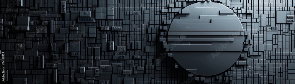 Poster register + process + security, digital fortress concept, shield symbol with binary code, deep contra
