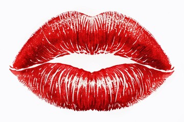 Vibrant red lipstick kiss illustration on a clean white backdrop, showcasing fashion photography, makeup artistry, and modern aesthetics for beauty enthusiasts and creative graphic designs.
