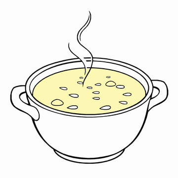 recommend clip art: Black Outline Vector of Bowl of Soup with Steam