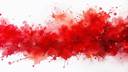 Vibrant red watercolor splashes on a pristine white backdrop, perfect for modern artistic projects and creative design inspirations, adding a bold touch to any work.
