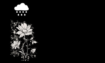 black background footage flower illustration silhouette vector