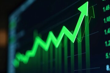 Stock market board displaying significant gains, reflecting investor confidence and economic growth, with numbers and arrows indicating upward trends.