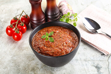 Spanish traditional gazpacho tomato soup