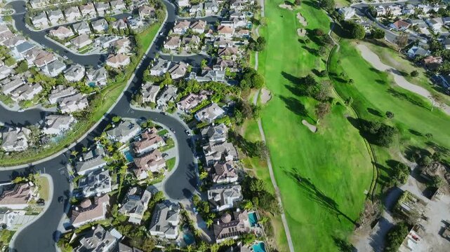 Aerial View of Golf Course and Residential Area in Huntington Beach	