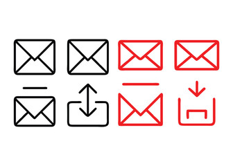 Set of email icons with envelope symbols for communication and messaging design