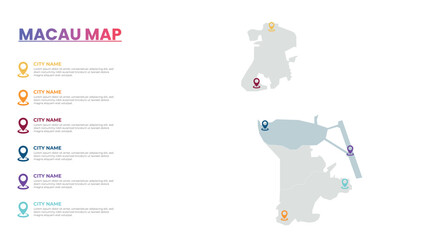 Macau Modern Map Infographic Template, Detailed infographic map of Macau Popular City