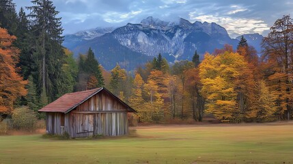 Obraz premium Beautiful autumn scene of Hintersee lake. Colorful morning view of Bavarian Alps on the Austrian border, Germany, Europe. Beauty of nature concept background.