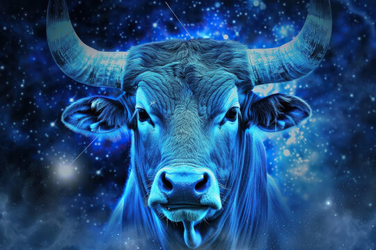 Astrological composition with concept of Taurus zodiac sign symbol