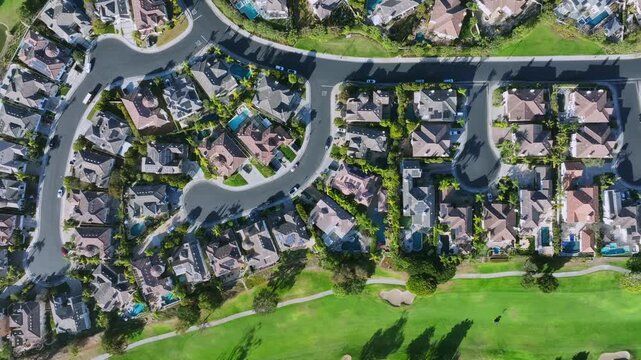 Aerial View of Golf Course and Residential Area in Huntington Beach	