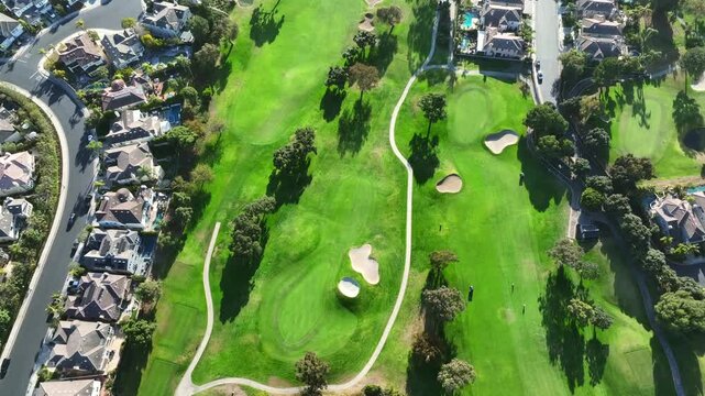 Aerial View of Golf Course and Residential Area in Huntington Beach	