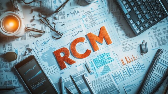 Rcm strategies business workspace infographic data professional environment aerial view finance concepts