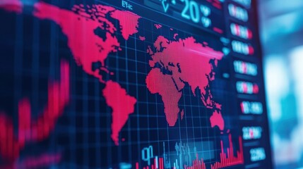 Obraz premium Global economic trends analysis digital map visualization business insights data environment high-tech viewpoint