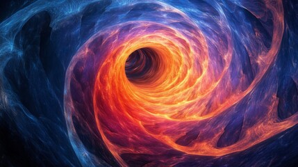 Fiery Blue Swirling Tunnel Abstract Artwork