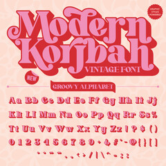 Modern Korjbah Groovy Retro Vintage Display Bold Font alphabet