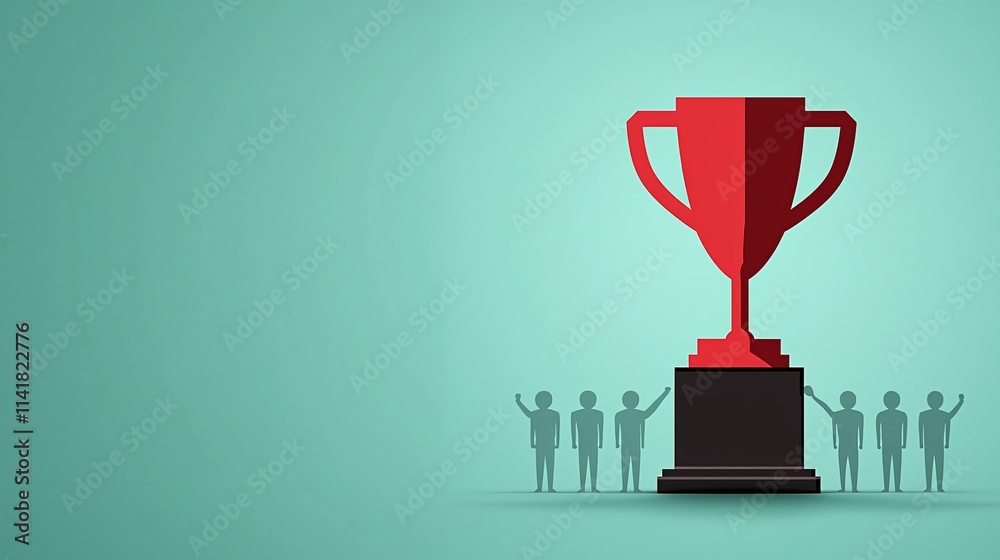 Aufkleber team lifting a trophy together symbolizing dreams achieved through teamwork and unity stock photo wi