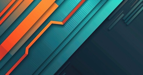 Obraz premium Abstract geometric design with vibrant colors and layered shapes.