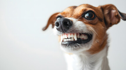 Funny dog making a comical face in denial