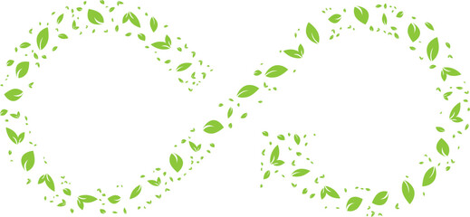 Eco-friendly infinity symbol created with green leaves design for sustainability