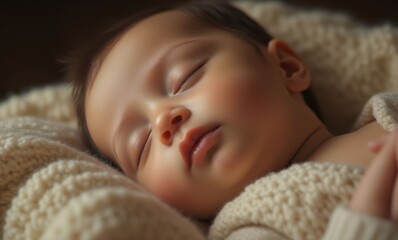 Sleeping baby boy with soft features