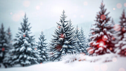 Obraz premium Snow covered pine trees creating a winter wonderland in the mountains