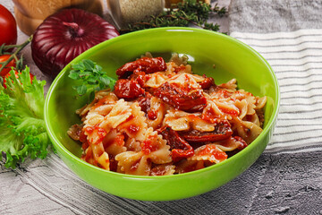 Italian pasta with dry tomato