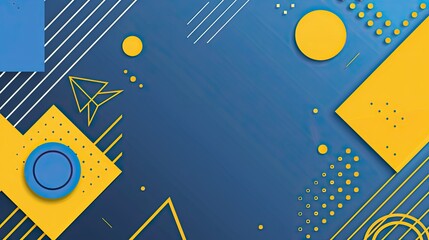 Obraz premium A vibrant abstract design featuring geometric shapes in blue and yellow tones.