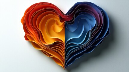 Obraz premium Colorful paper heart with layered folds