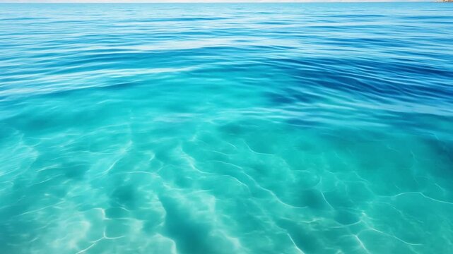 Crystal Clear Waters:  A serene, ethereal view of the ocean, capturing the tranquil beauty of turquoise water with gentle waves. The image evokes calmness, serenity, and a sense of peace. 