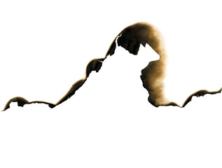 burnt paper isolated on a transparent background, paper burned old grunge abstract background texture	