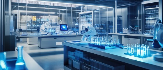 Fototapeta premium Advanced laboratory experimentation modern science facility digital imagery high-tech environment scientific perspective innovation