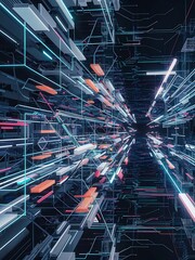 Abstract digital background network connection structure science background 3d rendering futuristic technology style