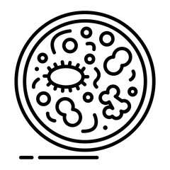 A linear icon of a petri dish 