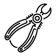 A linear icon of a needle holder 