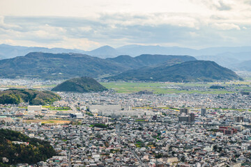 Cityscape of Tottori Viewed from Kyusho Mountain Summit, Japan